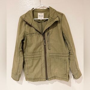 Madewell Fleet Utility Jacket Full Zip 100%Cotton Military Green Size L